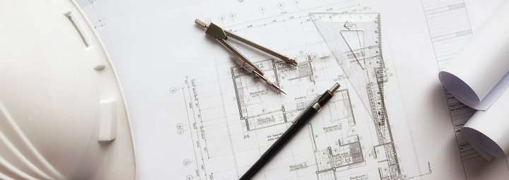 architecture concept with building plan helmet 1